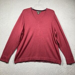 Eddie Bauer Sweater Men's XL Red Cashmere Blend V Neck‎ Pullover Casual Comfort